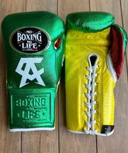 Value Pack No Boxing No Life Boxing Gloves Green/Yellow/Brown Lace-Up