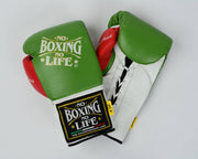 No Boxing No Life Boxing Gloves Green/White/Red | Lace-Up
