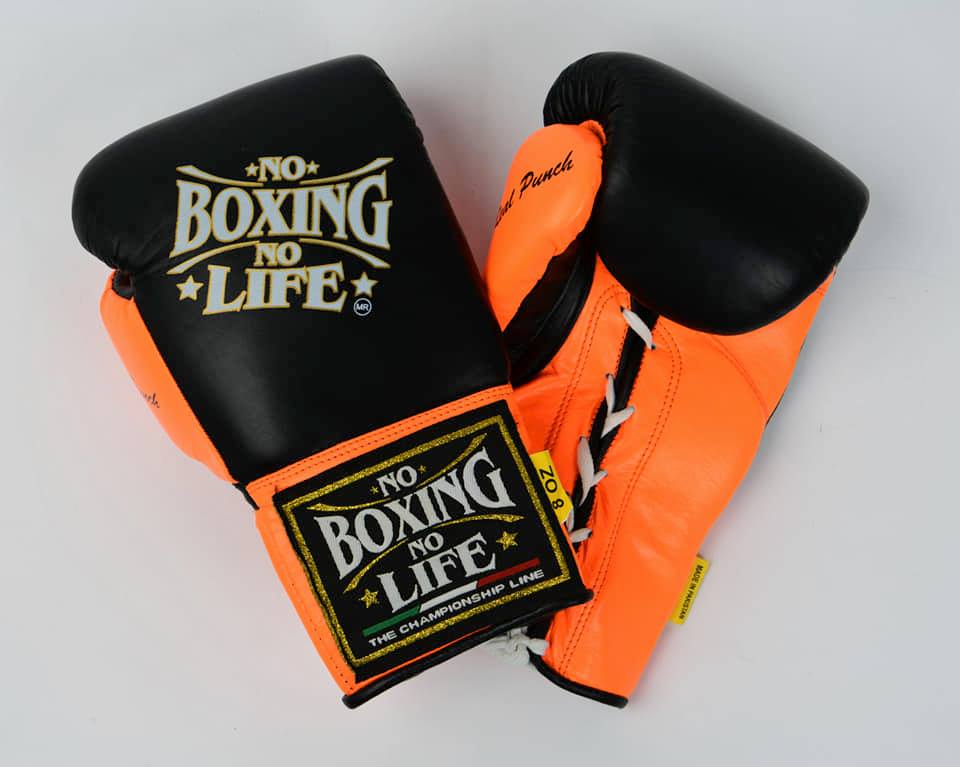 No Boxing No Life Boxing Gloves Black/Orange | Lace-Up