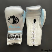 Value Custom Grant Boxing Gloves Silver/White/Blue Lace Up