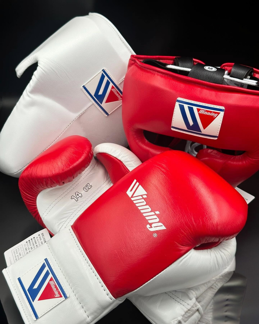Value Winning Boxing Gloves Set Red/White Lace-Up Training Pack