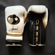Affordable Grant Leather Training Gloves White/Gold/Black 14oz Custom Made