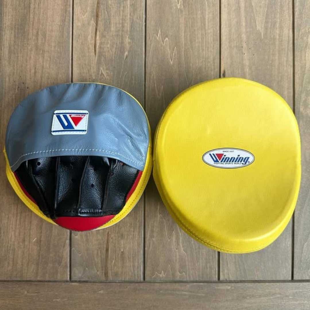 Winning Soft-Padding Focus Mitts Grey/Yellow | Coach Training Gear
