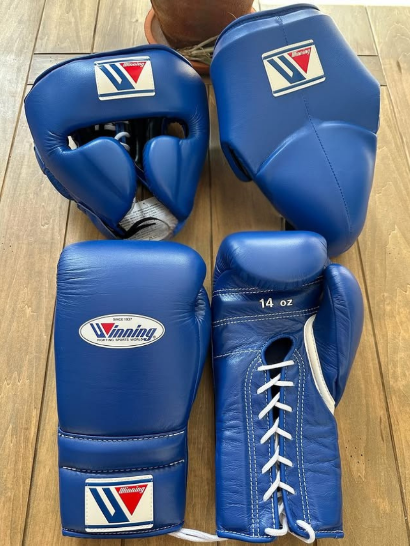 Winning Navy-Blue Boxing Set Custom Training Gloves Bundle