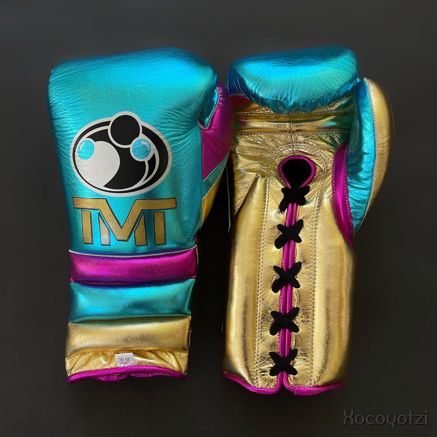 Affordable Grant Leather Gloves Blue/Gold/Pink Starter Training