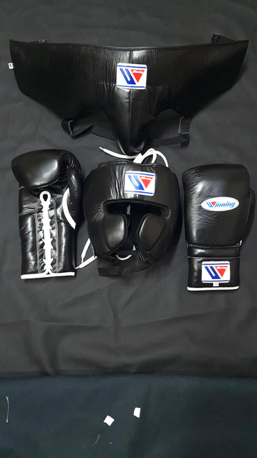 Winning boxing gloves set, Winning BLACK Boxing Gear, Winning Head Guard, Winning Groin Guard, Thanksgiving gift for students, Christmas gift, Birthday gift for Friends, Wedding gift for Men, Gift shop, Halloween gift for Kids