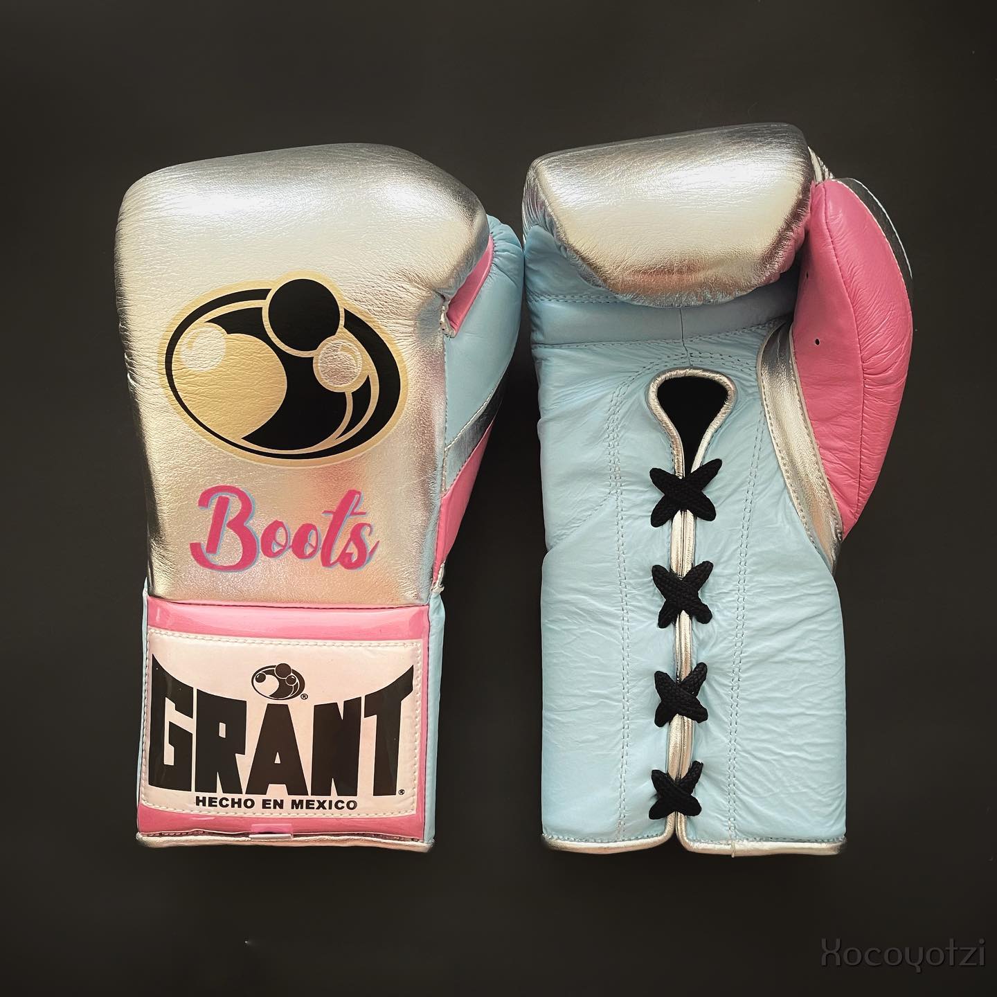 Heavy Duty Grant Training Gloves Silver/Blue/Pink Custom Made