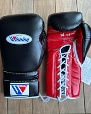 Affordable Winning Leather Black/Red Boxing Gloves for Gym & Fitness