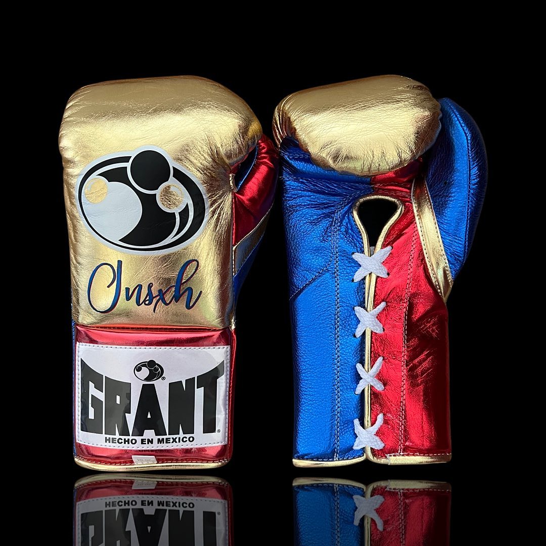 Grant Leather Gloves Gold/Blue/Red Custom Choice