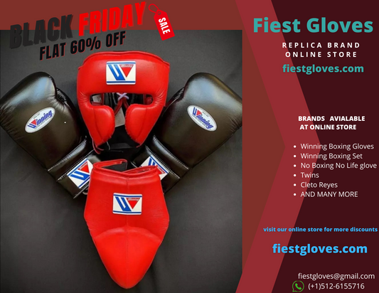 Winning boxing gloves set, Winning BLACK RED Boxing Gear,Winning Head Guard, Winning Groin Guard,