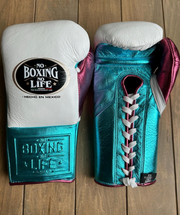 High Value No Boxing No Life Leather Gloves White/Blue/Pink Fitness Use