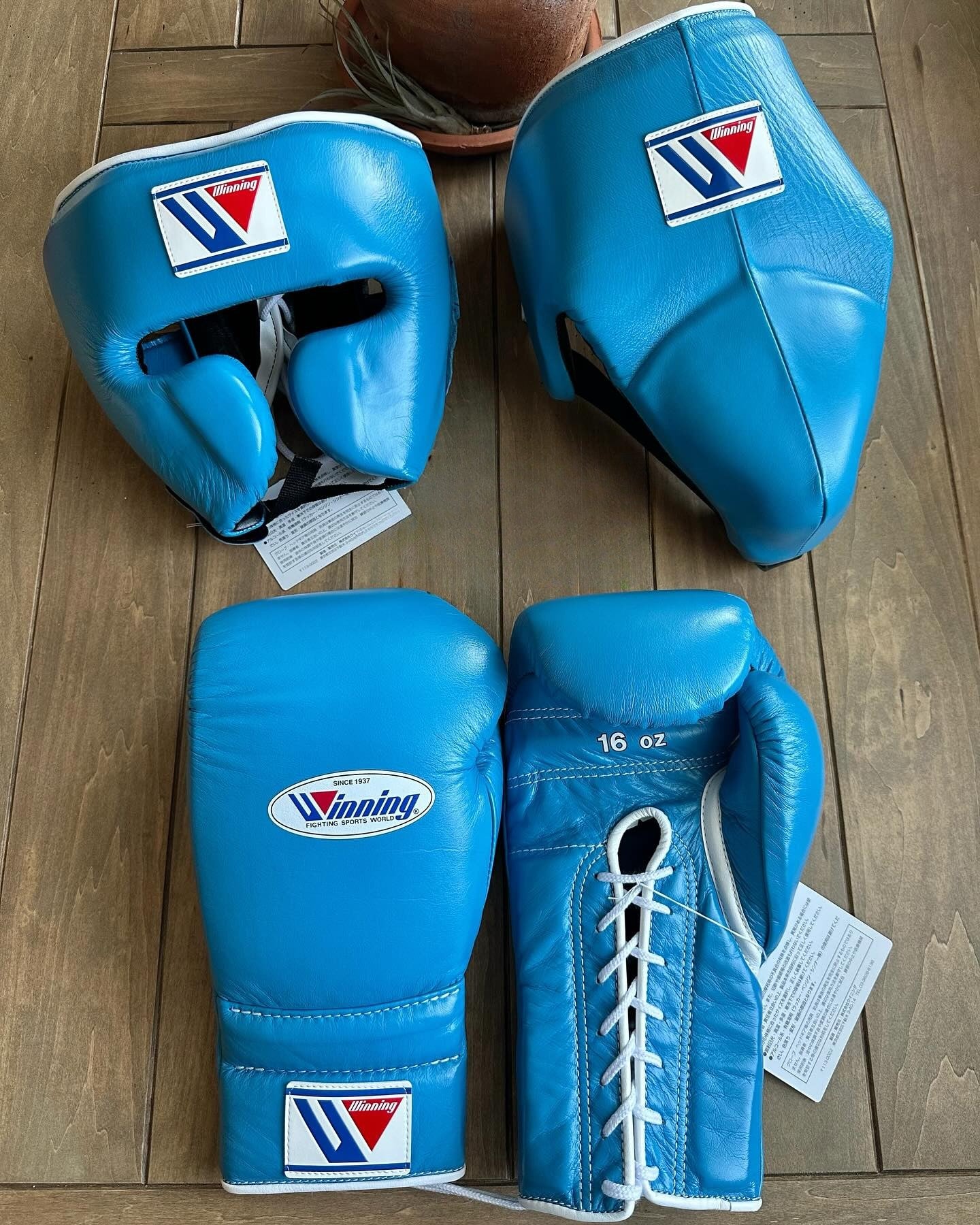 Winning boxing gloves set, Winning blue Boxing Gear, Winning Head Guard, Winning Groin Guard,