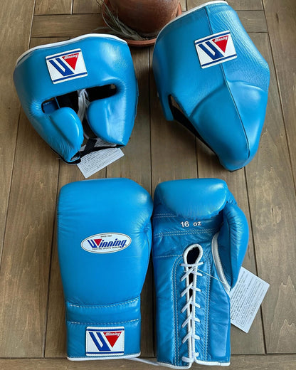 Winning boxing gloves set, Winning blue Boxing Gear, Winning Head Guard, Winning Groin Guard,