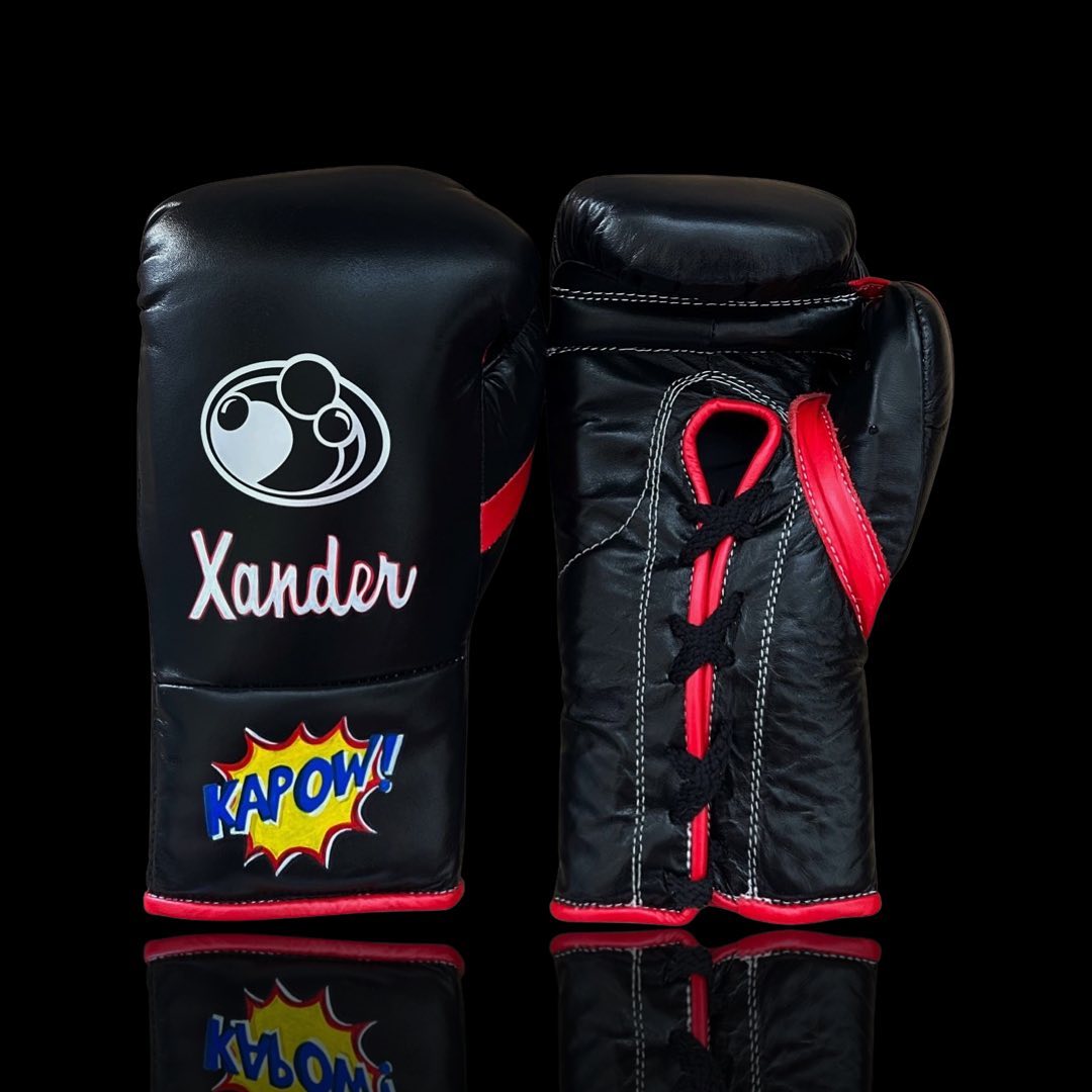 Custom Pro-Level Boxing Gloves – Lace-Up Training & Sparring Gloves | Black/Red