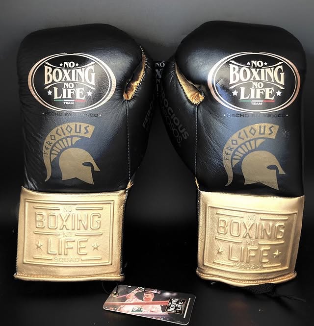 Affordable No Boxing No Life Leather Boxing Gloves Black/Gold Gym Training