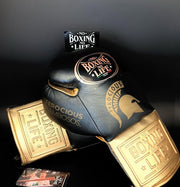 Affordable No Boxing No Life Leather Boxing Gloves Black/Gold Gym Training