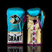 Grant Boxing Gloves Sky-Blue/Pink/Gold | Lace-Up