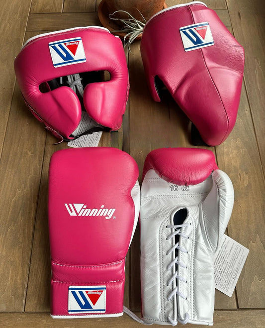 Winning boxing gloves set, Winning pink Boxing Gear, Winning Head Guard, Winning Groin Guard,