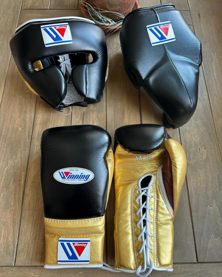 Winning Custom Fit Boxing Gloves Set Black/Gold Great Value Pack
