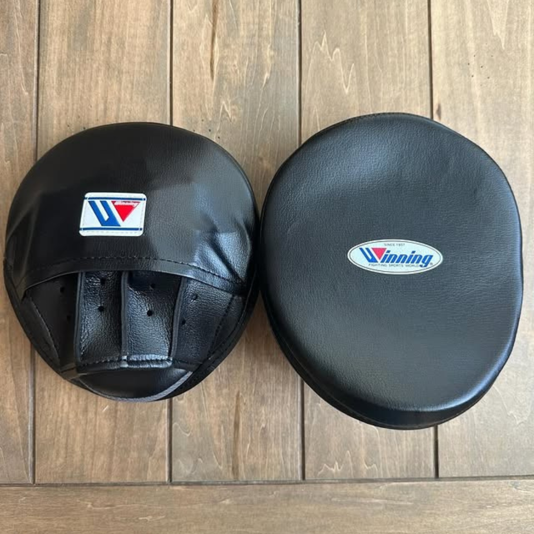 Winning Black Boxing Mitts Premium Soft Cushion Training Pads