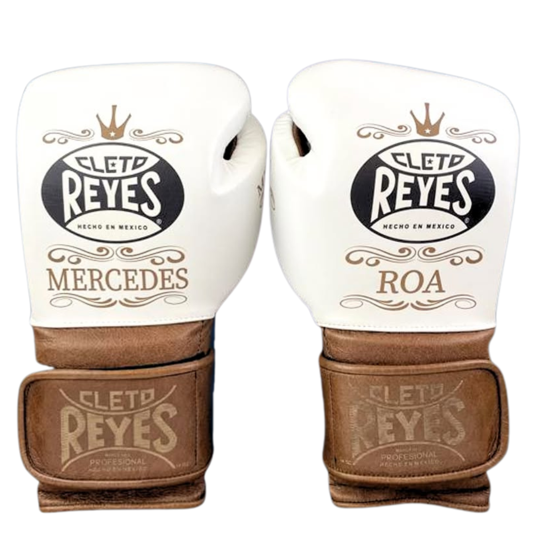 Cleto Reyes White/Brown Boxing Gloves 4-24oz , Professional Soft-Fit Sparring Gear