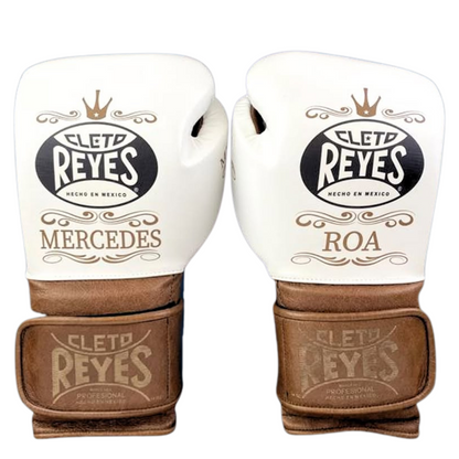 Cleto Reyes White/Brown Boxing Gloves 4-24oz , Professional Soft-Fit Sparring Gear