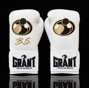 Grant Boxing GlovesPure White with gold Logo