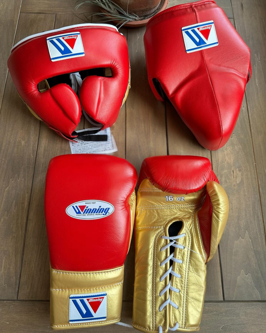 Value Winning Boxing Gloves Set Red/Gold Lace-Up Training Pack