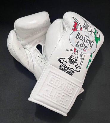 No Boxing No Life White Boxing Gloves , Premium Soft-Padding Sparring Training Gear