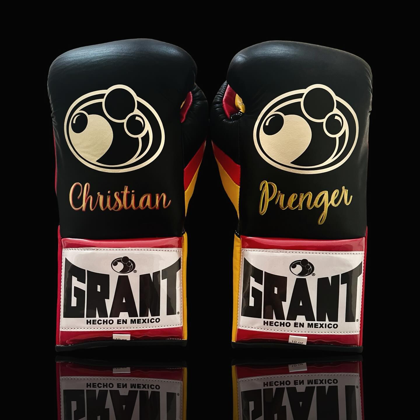 Grant Boxing Gloves Black/Red/Yellow Custom made