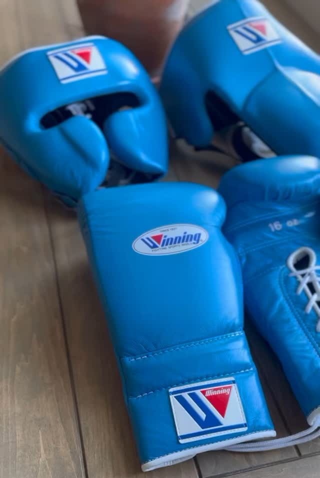 Winning boxing gloves set, Winning blue Boxing Gear, Winning Head Guard, Winning Groin Guard,