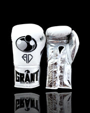 Value Custom Grant Boxing Gloves White/Silver Lace Up
