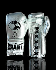 Value Custom Grant Boxing Gloves Silver/Black Lace Up