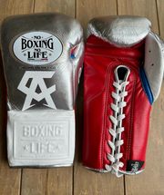 No Boxing No Life Budget Leather Gloves Silver/Red/Blue Durable Sparring