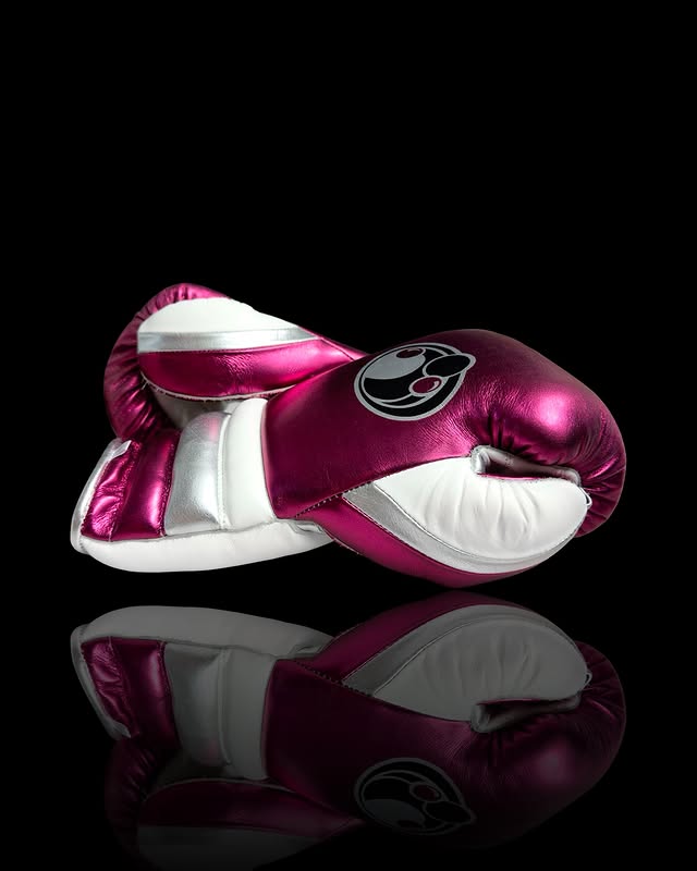Affordable Grant Leather Training Gloves Dark-Pink/White/Silver 14oz Custom Made