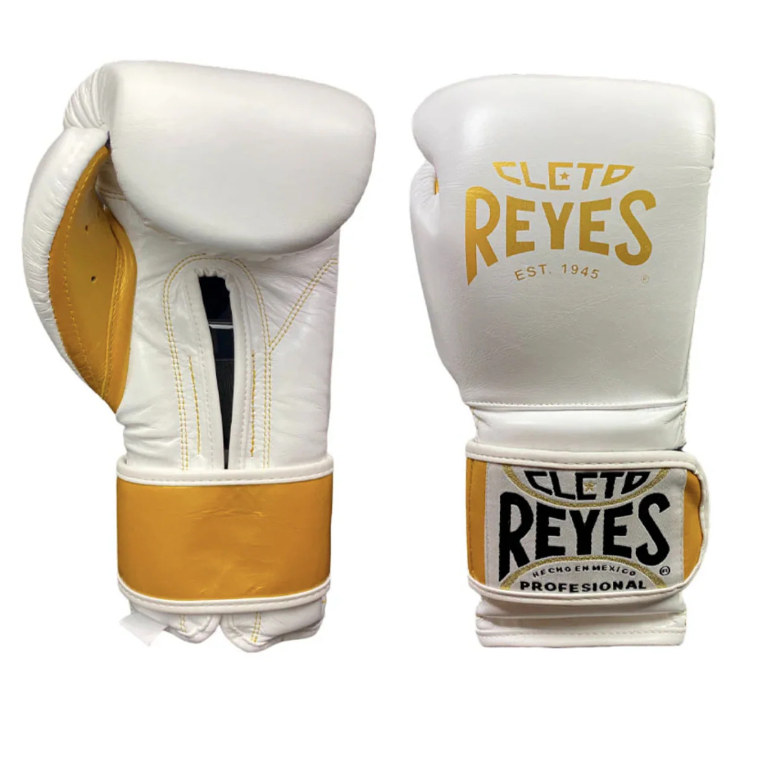 Cleto Reyes White/Yellow Boxing Gloves 4-24oz , Professional Soft-Fit Sparring Gear