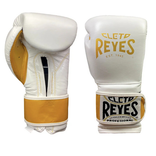 Cleto Reyes White/Yellow Boxing Gloves 4-24oz , Professional Soft-Fit Sparring Gear
