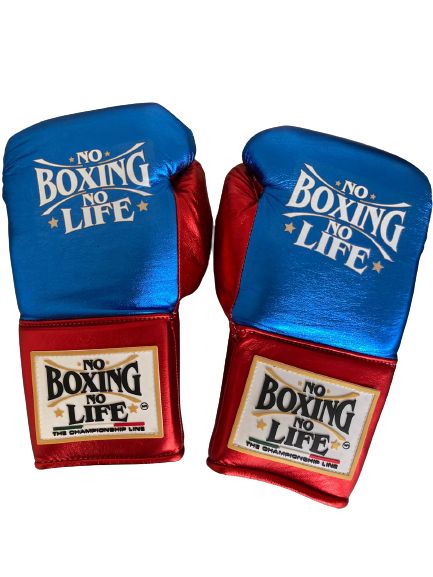 No Boxing No Life Boxing Gloves Blue/Red | Lace-Up