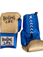 No Boxing No Life Fitness Gloves Gold/Blue Custom Fit