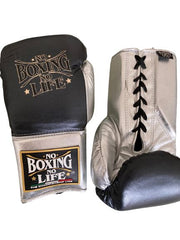 No Boxing No Life Boxing Gloves Black/Silver | Lace-Up