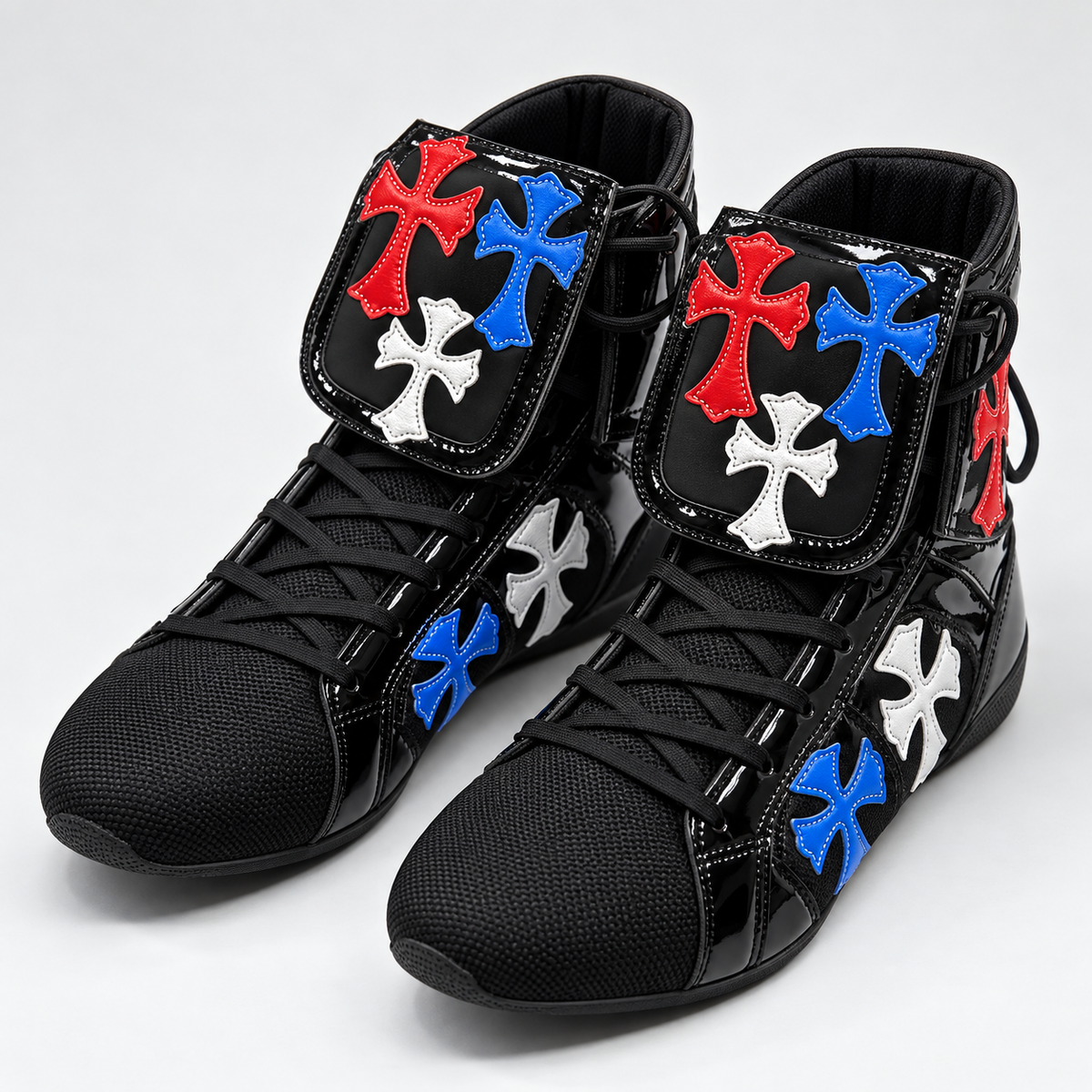 Men's boxing boots designed for boxing training and competition Black