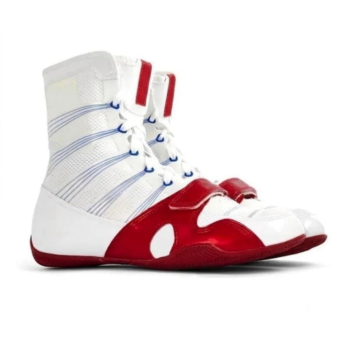 Boxing shoes with ankle support for training and sparring White Red