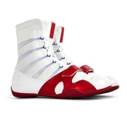 Boxing shoes with ankle support for training and sparring White Red