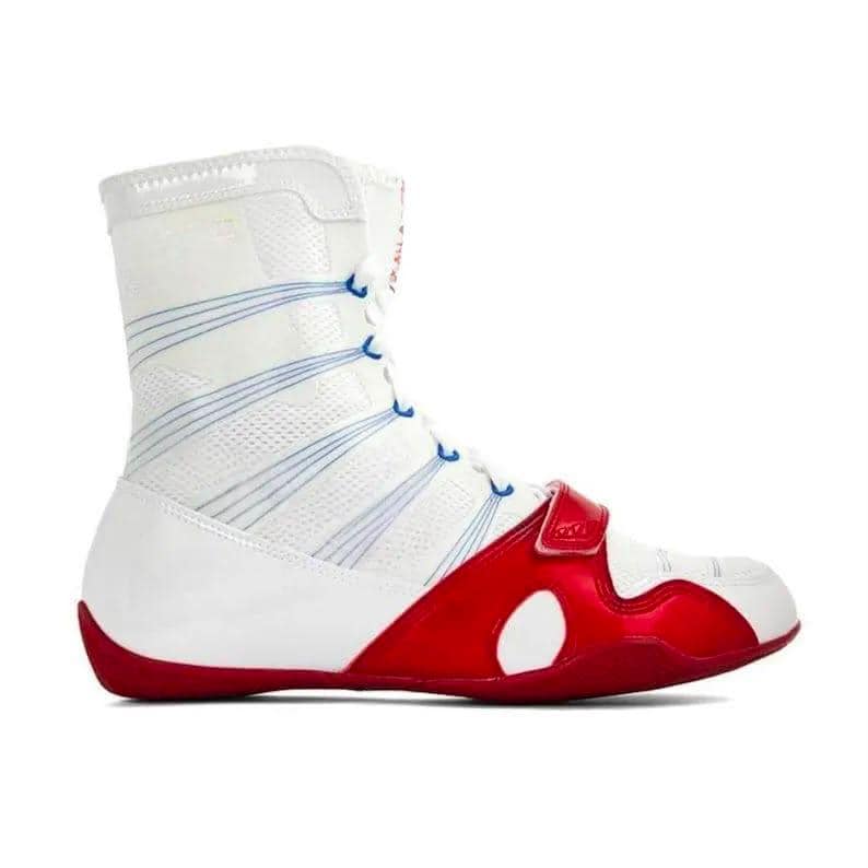 Boxing shoes with ankle support for training and sparring White Red Side View