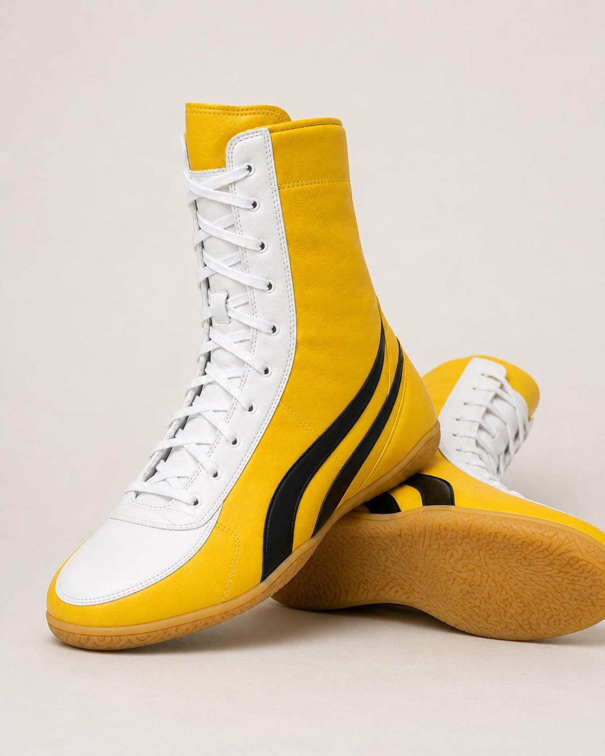 Lightweight boxing boots for professional boxing training Yellow/White