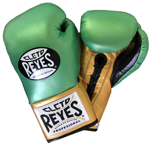 Cleto Reyes Green/Gold Boxing Gloves 4-24oz , Professional Soft-Fit Sparring Gear