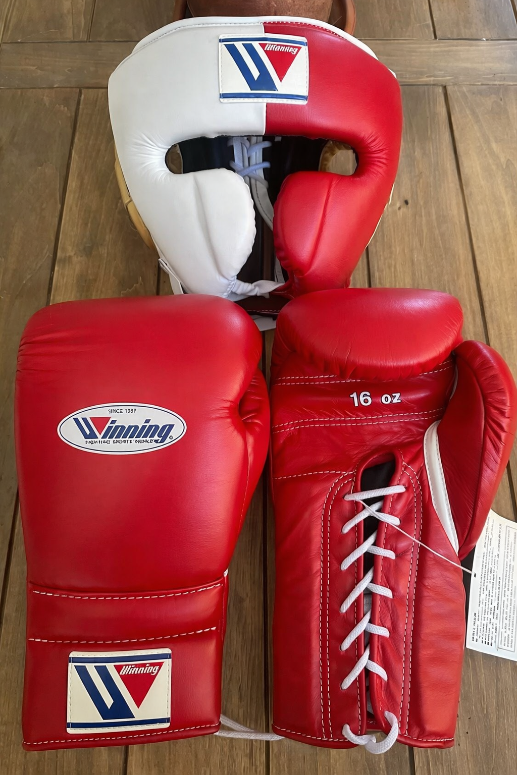 Heavy Duty Winning Boxing Gloves Set White/Red Customizable