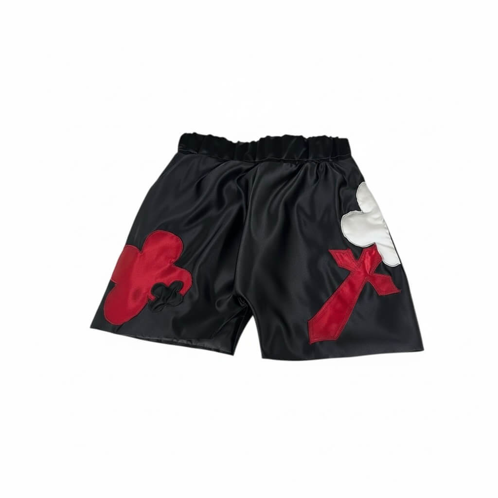 Men's Chrome Hearts inspired gothic boxing shorts black with Red hardware details