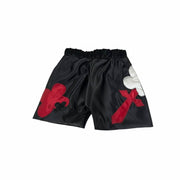 Men's Chrome Hearts inspired gothic boxing shorts black with Red hardware details