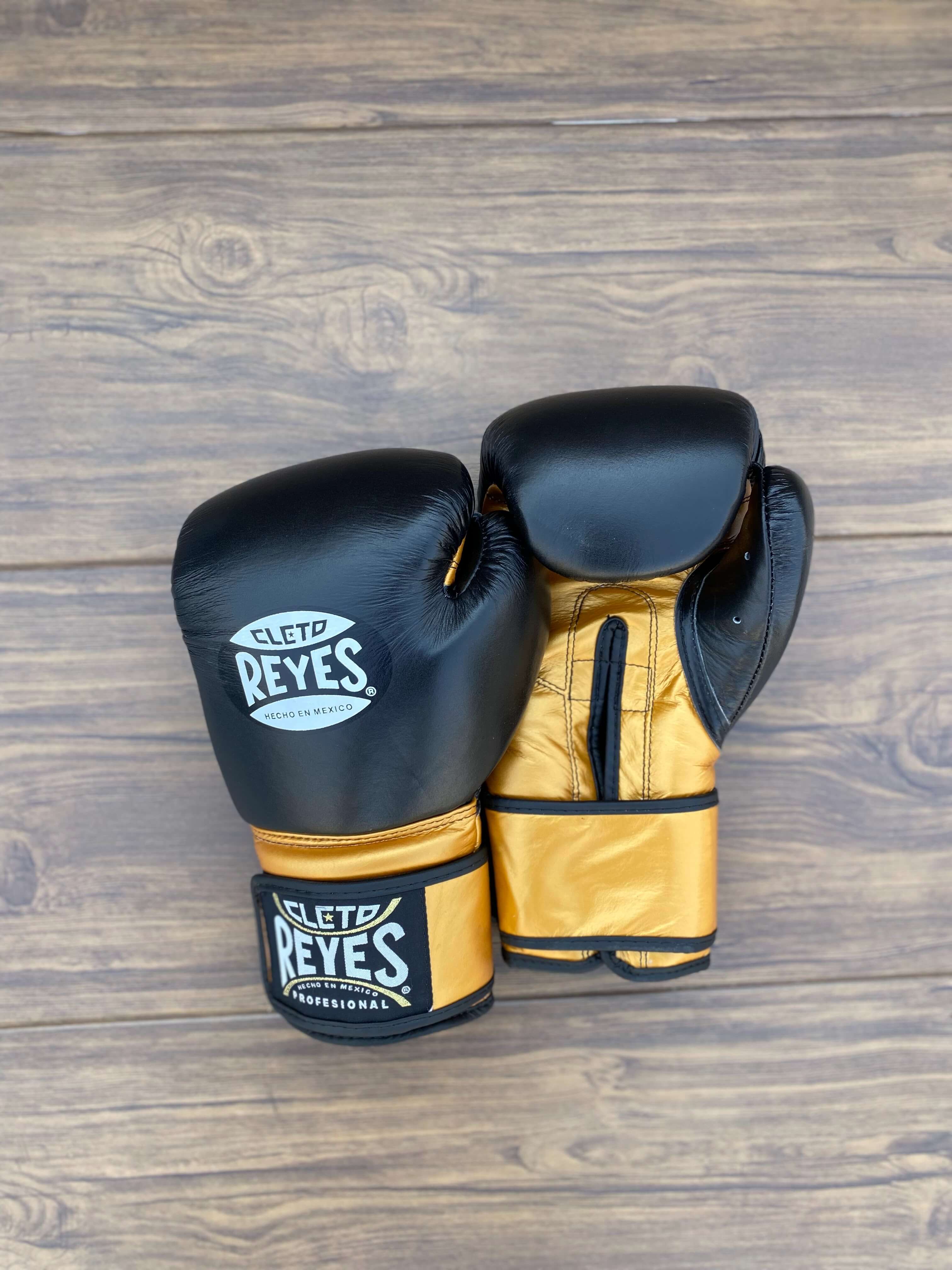 Cleto Reyes Black/Gold Velcro Boxing Gloves Classic Training Gloves View